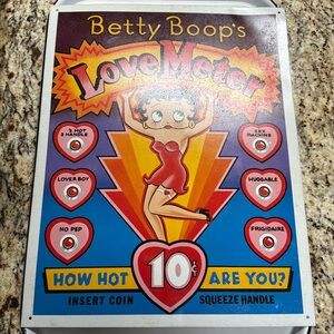 Betty Boop Love Meter Wall Art - Metal, Red & Teal